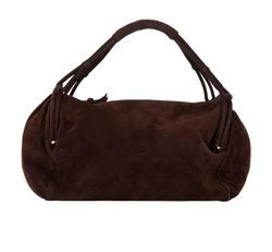 Vintage Handbag, Suede, Brown, 14EBO, DB